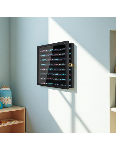 Vitrina de Exhibición Buruis para Coches 1/64, Madera Negra