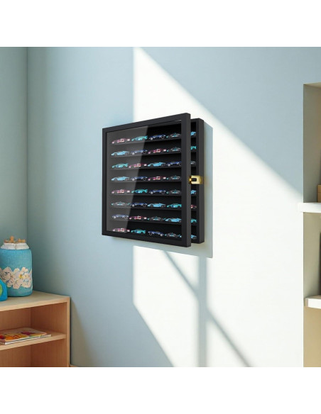 Vitrina de Exhibición Buruis para Coches 1/64, Madera Negra