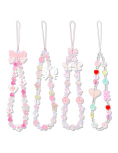 4 Pulseras de Muñeca con Perlas Rosa Bremorou 20 cm Decoración