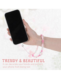 4 Pulseras de Muñeca con Perlas Rosa Bremorou 20 cm Decoración 2