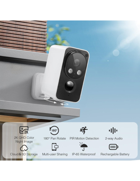 Cámara de Seguridad Inalámbrica OBBMOX DE520 2K con Visión Nocturna