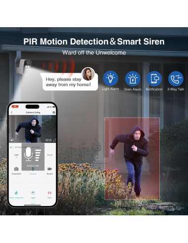 Cámara de Seguridad Inalámbrica OBBMOX DE520 2K con Visión Nocturna