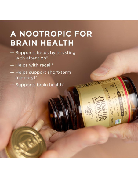 Suplemento Nootrópico Solgar para Memoria y Enfoque 30 Cápsulas