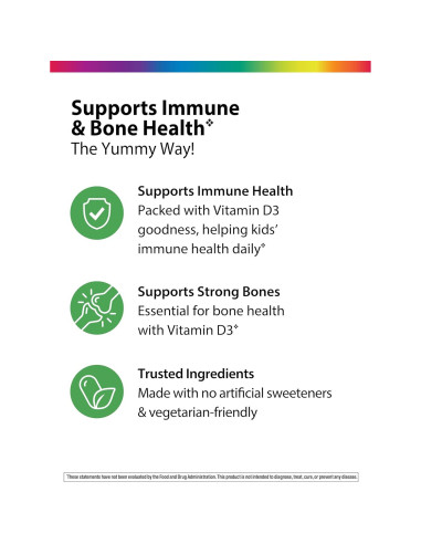 Gomitas de Vitamina D3 Rainbow Light 1000 IU para Niños 60 Unidades