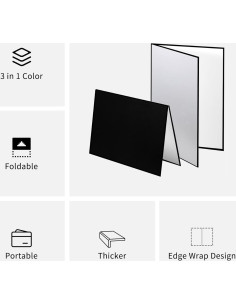Reflector de Luz Plegable Meking 3 en 1 30.48x20.32cm Negro Plateado Blanco 2