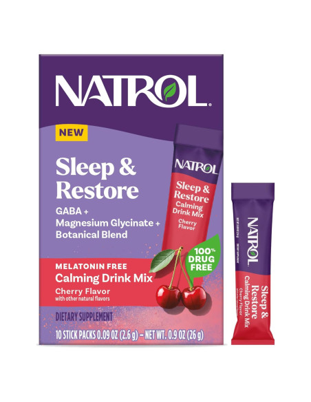 Bebida Calmante Natrol Sleep & Restore con Magnesio 10 Stick