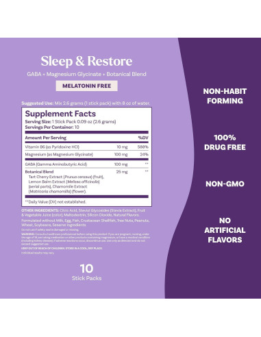 Bebida Calmante Natrol Sleep & Restore con Magnesio 10 Stick