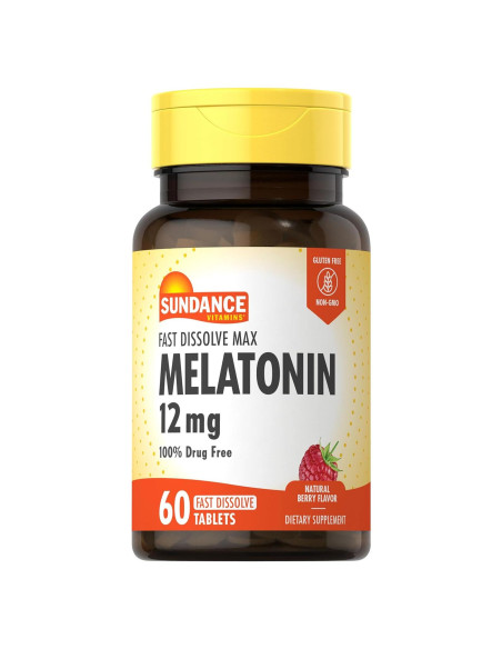 Melatonina 12mg Sundance | 60 Tabletas Disolventes Sabor Baya