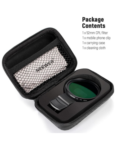 Filtro CPL 52mm NEEWER para Teléfono y Cámara DSLR Filtro CPL 52mm NEEWER para Teléfono y Cámara DSLR