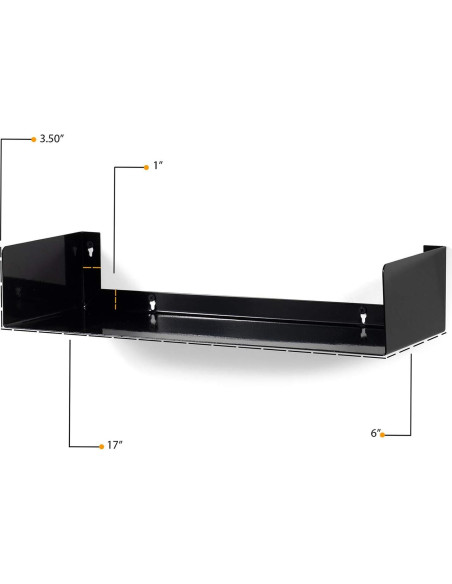 Estante Flotante de Metal Wallniture Bali Negro Set de 3