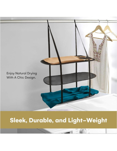 Estante Plegable Greenco 3 Niveles para Colgar en Puerta - Negro