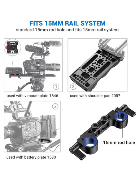 Abrazadera de Varilla 15mm SmallRig 942 con Rosca 1/4"-20