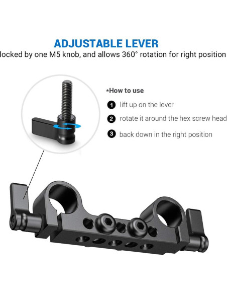 Abrazadera de Varilla 15mm SmallRig 942 con Rosca 1/4"-20