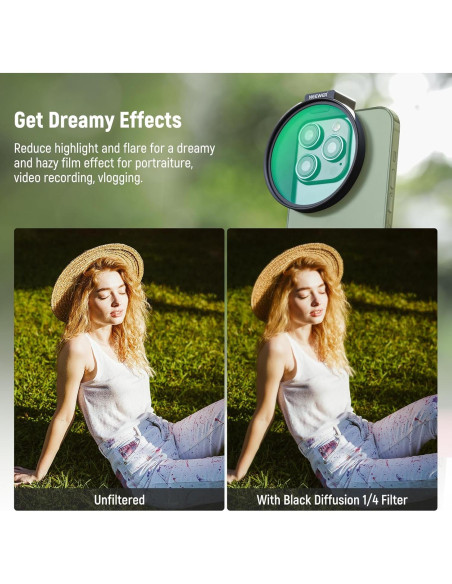 Filtro de Difusión Negra 67mm NEEWER 1/4 para Teléfono Filtro de Difusión Negra 67mm NEEWER 1/4 para Teléfono