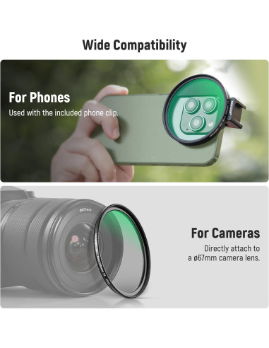 Filtro de Difusión Negra 67mm NEEWER 1/4 para Teléfono