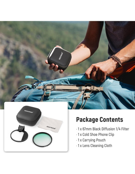 Filtro de Difusión Negra 67mm NEEWER 1/4 para Teléfono Filtro de Difusión Negra 67mm NEEWER 1/4 para Teléfono