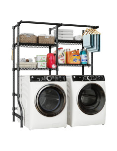 Estante de Lavandería ULIFHOME U14 Negro 4 Niveles Ajustable