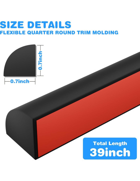 Moldura Cuarterona Flexible Ahua Walsong 99 cm Negro