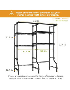 Estante de Lavandería ULIFHOME U14 Negro 4 Niveles Ajustable 2