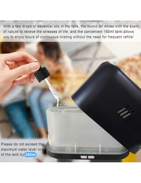 Difusor de Aroma Ultrasónico VAGITTO 180ml Negro con Niebla Fría Difusor de Aroma Ultrasónico VAGITTO 180ml Negro con Niebla Fría