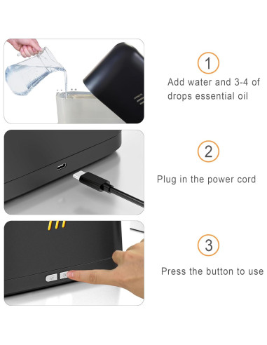 Difusor de Aroma Ultrasónico VAGITTO 180ml Negro con Niebla Fría