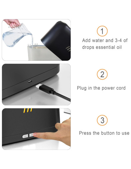 Difusor de Aroma Ultrasónico VAGITTO 180ml Negro con Niebla Fría Difusor de Aroma Ultrasónico VAGITTO 180ml Negro con Niebla Fría