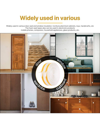 Cinta de Espuma Aislante Futuwi 2 Rollos 26 Pies 1/4" Ancho