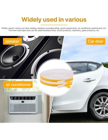 Cinta de Espuma Aislante Futuwi 2 Rollos 26 Pies 1/4" Ancho