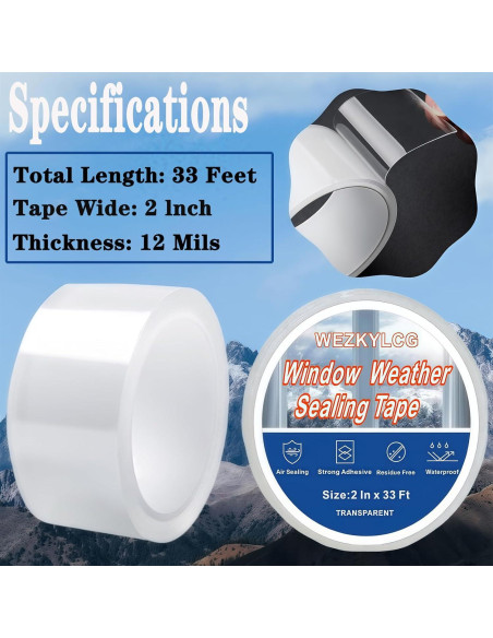 Cinta de Sellado para Ventanas WEZKYLCG 5.08 cm x 10.06 m