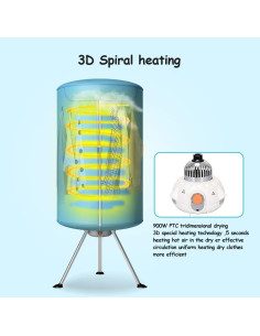 Secadora de Ropa Portátil COSTWAY 23597-CYEP 10kg Azul 2