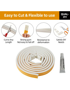 Sello de Aislamiento ZERITO 10 m Blanco para Puertas y Ventanas 2