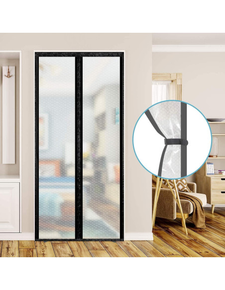 Cortina de Puerta Aislante Magnética SANJIANKER 36x82 Negro