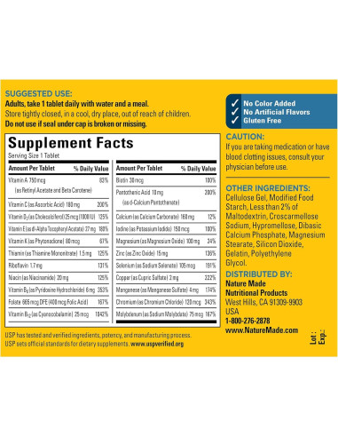 Nature Made Multivitamina Hombre 50+ 90 Tabletas Sin Hierro