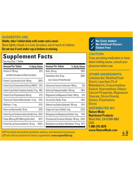 Nature Made Multivitamina Hombre 50+ 90 Tabletas Sin Hierro