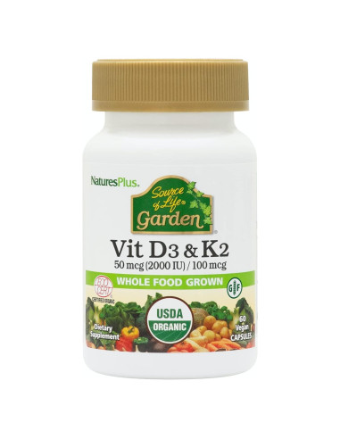 Cápsulas Veganas Vitamina D3 y K2 Nature's Plus - 60 Porciones