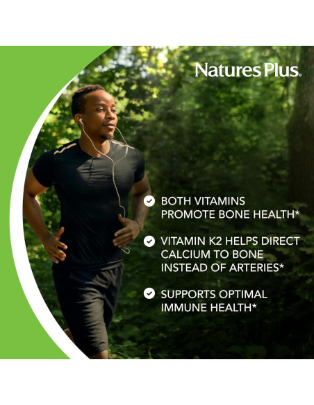 Cápsulas Veganas Vitamina D3 y K2 Nature's Plus - 60 Porciones Cápsulas Veganas Vitamina D3 y K2 Nature's Plus - 60 Porciones