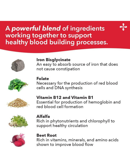 LifeSeasons Blood Nourish-R - Suplemento de Hierro 60 Cápsulas