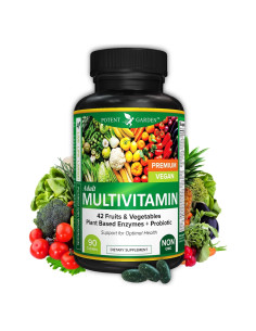 Multivitamina Vegana Potent Garden 90 Tabletas 42 Frutas y Verduras
