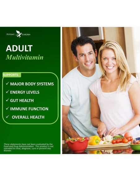 Multivitamina Vegana Potent Garden 90 Tabletas 42 Frutas y Verduras