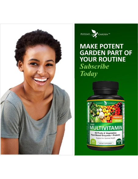 Multivitamina Vegana Potent Garden 90 Tabletas 42 Frutas y Verduras