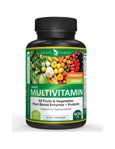 Multivitamina Vegana Potent Garden 90 Tabletas 42 Frutas y Verduras