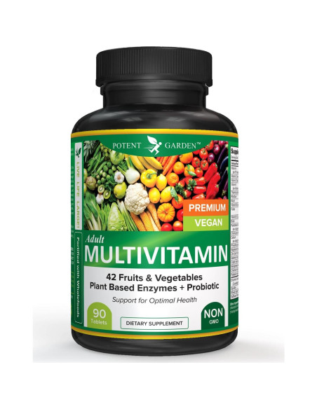 Multivitamina Vegana Potent Garden 90 Tabletas 42 Frutas y Verduras
