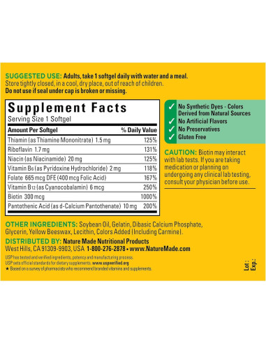 Nature Made Super B Complejo Energético 60 Gelatinas Blandas