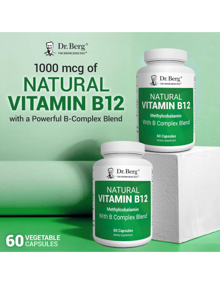 Vitamina B12 Natural Dr. Berg 1000 mcg - Complejo B 60 Cápsulas