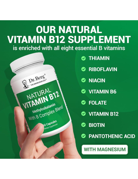 Vitamina B12 Natural Dr. Berg 1000 mcg - Complejo B 60 Cápsulas
