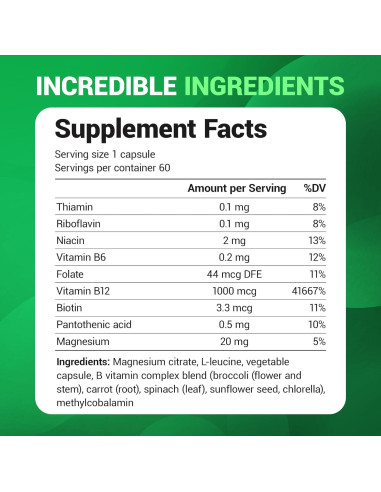 Vitamina B12 Natural Dr. Berg 1000 mcg - Complejo B 60 Cápsulas