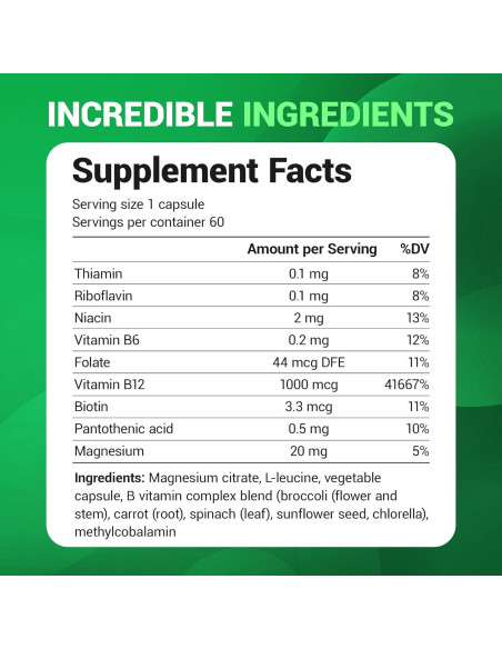 Vitamina B12 Natural Dr. Berg 1000 mcg - Complejo B 60 Cápsulas