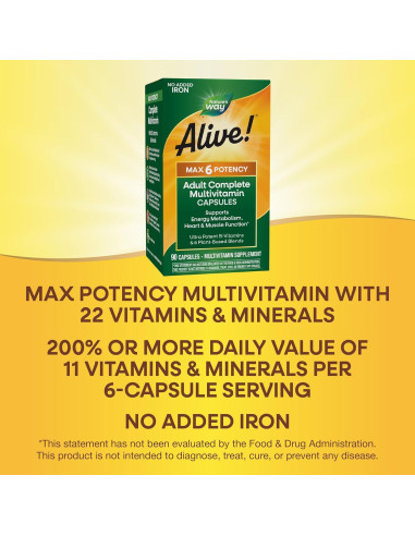 Nature's Way Alive! Max6 Multivitamina Completa 90 Cápsulas