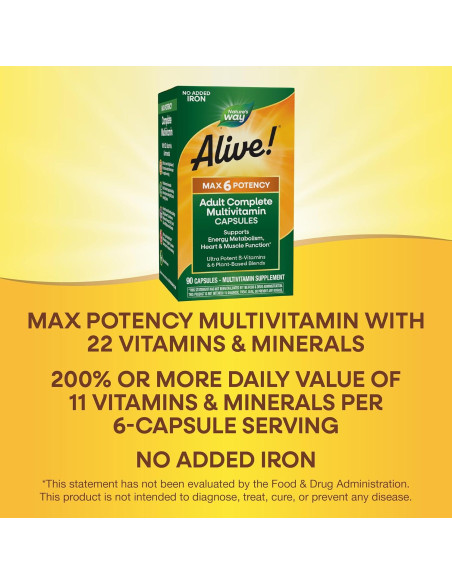 Nature's Way Alive! Max6 Multivitamina Completa 90 Cápsulas Nature's Way Alive! Max6 Multivitamina Completa 90 Cápsulas