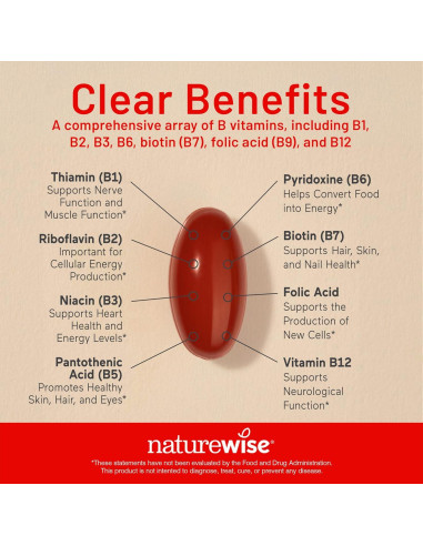 NatureWise Complejo de Vitaminas B 150 Gelatinas Blandas - Energía y Claridad Mental
